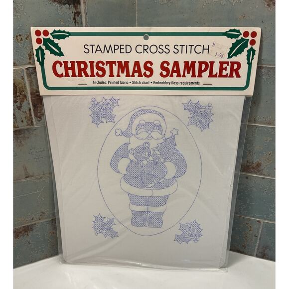 VTG Bucilla Stamped Cross Stitch Christmas Sampler Set of 3 - Picture 4 of 4